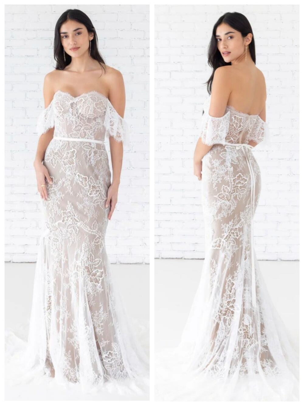 Willowby by Watters Mila Size 10 Lace Off Shoulder Mermaid Wedding Dress Bridal